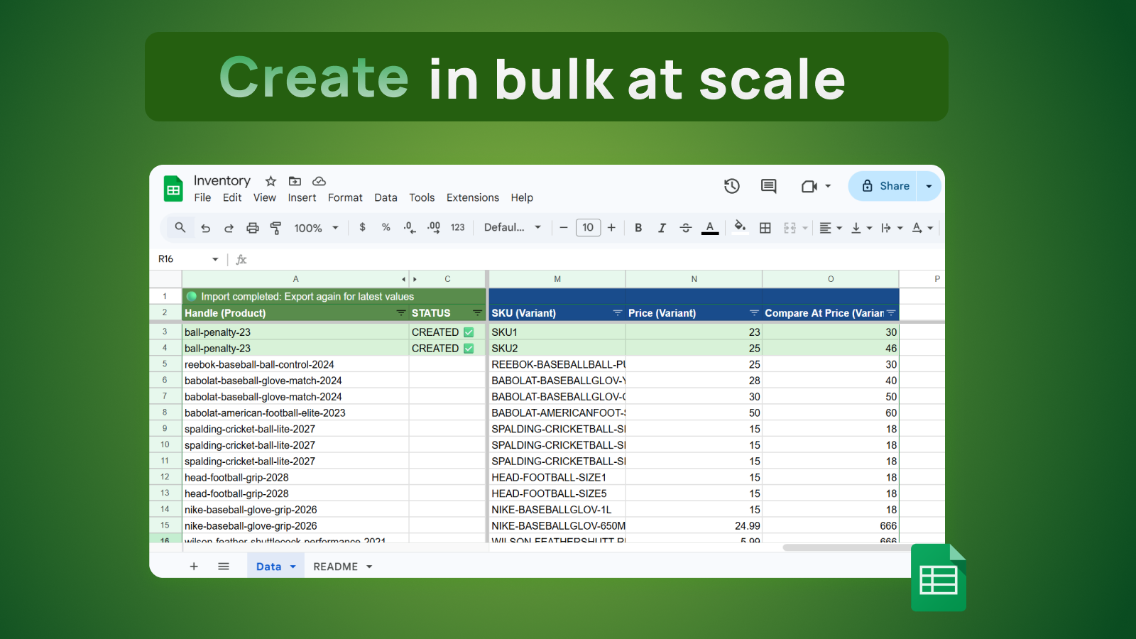 Creating Shopify items in bulk from Google Sheets with eCommix