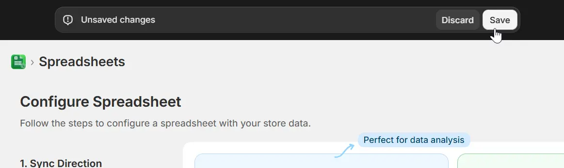Top bar showing Save button with unsaved changes indicator