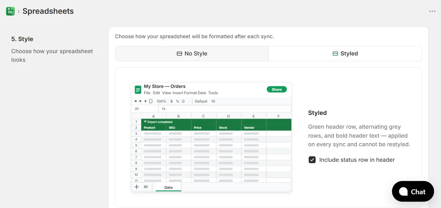 Style step with Styled selected showing green header