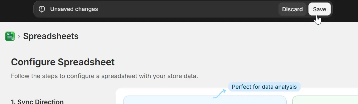 Top bar showing Save button with unsaved changes indicator